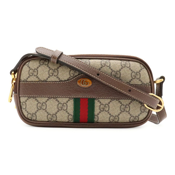 GUCCI Handbags - GUCCI Ophidia GG Supreme Sherry Line Shoulder Bag/Pochette, Beige/Mocha Brown...
